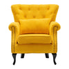 Yellow Linen Armchair Occasional Accent Chair WingBack Lounge with Waist Pillow