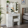 White Vanity Makeup Dressing Table Set w/Stool Drawer&Mirror Jewelry Wood Desk