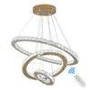 Gold Crystal Pendant Lights Chandelier LED Ceiling Light Dimmable Remote 3 Rings