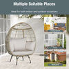 Patio Wicker Egg Chair Oversized Indoor Outdoor Lounge Chair with 4 Cushions