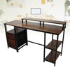 Vintage Industrial Computer Desk with Raised Shelf for Home Office Furniture