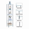 5 Tier Clear Tempered Glass Shelving Unit Bathroom Storage for Towels Cosmetics