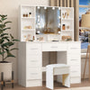 Vanity Makeup Table Set with 10LED Lights Mirror 7 Drawers Dressing Desk & Stool