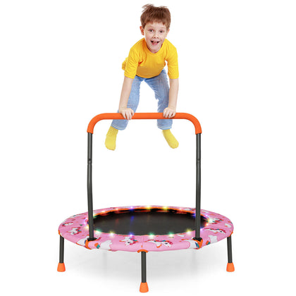 92 cm Kids Trampoline Indoor Toddler Rebounder Mini Trampoline with LED Light