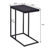59CM Industrial Narrow End Side Table Modern Metal C-Shaped Side Table Black