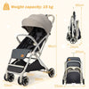 Portable Baby Stroller One-Hand Folding Pushchair W/Adjustable Backrest Footrest