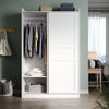 Modern 2 Sliding Door Wardrobe Matt White Storage Cupboards with 2 Hanging Rail