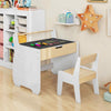 Kids Table and Chair Set w/ Storage and Paper Roll Holder-White