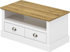Coffee Table 2 Drawer Storage Rectangular Living Room Cabinet Wood Metal White