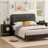 End Table Fluted Nightstand with 2 Drawers-Black