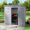 Grey Large Plastic Garden Shed Outdoor Storage Shed w/ Door and Window 181x183cm