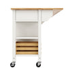 ROLLING KITCHEN ISLAND STORAGE TROLLEY CABINET WITH LARGE WOOD TOP, 3 DRAWERS