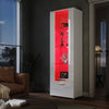 LED Living Room Set High Gloss TV Stand Display Cabinet White Cupboard Storage