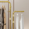Gold Dual Pole Clothes Stand Coat Rack Hanger with Marble Base