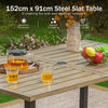 Outdoor Patio Dining Table for 6 Person Rectangular w/ Umbrella Hole Heavy Duty