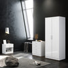 2 Door Wardrobe with Hanging Rail White High Gloss Bedroom Storage Cupboard