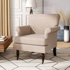 Upholstered Velvet Reading Armchair Accent Sofa Seat w/Rubber Wood Legs &Wheels