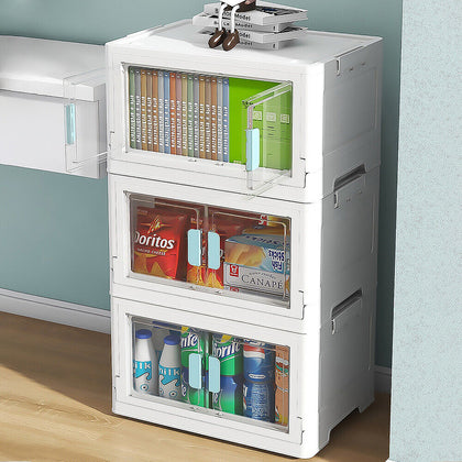 3 Tier XL Large Folding Storage Box Collapsible Stackable Cabinet Container Case