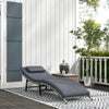 Folding Rattan Sun Lounger with and Pillow, Grey