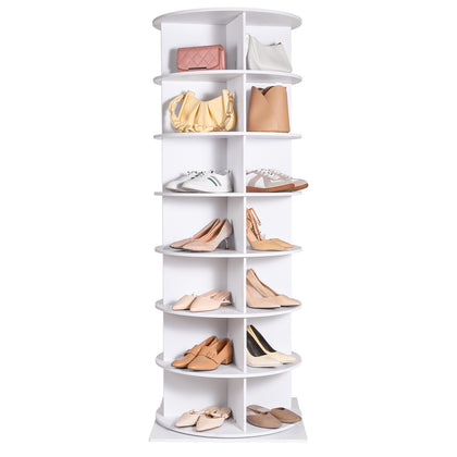 7-Tier Rotating Shoe Rack Tower 360°Spinning Shoe Display with Base Black