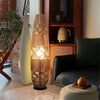 93CM Tall Natural Rattan Floor Lamp Boho Design Lamp Grid Shade Indoor Lighting