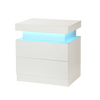 Bedside Tables White High Gloss LED Cabinets 2 Drawers Nightstand Modern Bedroom