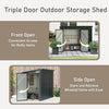Metal Garden Shed 8x4ft Lockable Tool Store Sloped Roof Galvanized Steel Grey