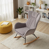 Modern Rocking Chair Upholstered Fabric Armchair Accent Glider Rocker Chair Grey