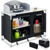 Folding Camping Kitchen Portable Windshield Cooking Table Picnic Storage Cabinet
