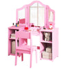 Kids 2-in-1 Princess Makeup Vanity Set with Removable Tri-Folding Mirror