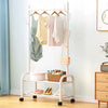 Black Metal Clothes Rail Rack Garment Stand Corner Open Wardrobe with Shelf
