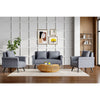 Scandinavian Double Seat Sofa Loveseat Settee Couch Grey Linen Wooden Legs Soft