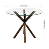 Round Tempered Glass Dining Table 100cm Kitchen Table Modern Furniture Cross Leg