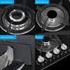 OYAJIA 60cm Black 4 Burner Gas On Glass Hob With Cast Iron Pan Stands