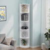 White Corner Bookshelf, 5-Tier Wooden Shelf Unit, 30x30x180cm, for Living Room