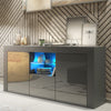Modern 145cm TV Unit Cabinet I Stand Sideboard I Grey Gloss Doors I Free LED
