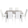 Solid Dining Table and Chairs Set w/ 6 PU Faux Leather Seat Kitchen Furniture