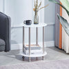 2 Tier White Tempered Glass Side End Table Storage Shelf Stainless Steel Tubes