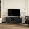 Modern TV Stand Cabinet with Storage 2 Cable Hole for Less than 55" Black
