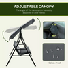 Outdoor Garden Swing Chair 3 Seater Cushioned Seat with Adjustable Canopy Grey