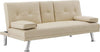 Sofa Bed Faux Leather with Cup Holders 2 Seater Click Clack Living Room Recliner