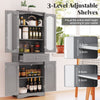 Kitchen Pantry Cabinet 160cm Bathroom Storage Cabinet-Grey