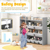 Kids Bookshelf Toy Storage Organizer w/ 8 Storage Boxes-Grey