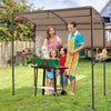 Outdoor Patio BBQ Canopy w/ Metal Shelves & Hooks-Brown