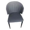 2× Grey Pleated Dining Chairs Faux Leather Padded Seat Kitchen Restaurants Chair