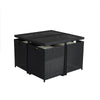 8 Seater Cube Rattan Garden Furniture Set Dining Table Chair Stool Outdoor Black