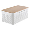 Large Bread Bin with Bamboo Lid Chopping Board Kitchen Storage Loaf Container
