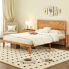 Single Size Bed Frame Acacia Wood Platform Bed w/ Headboard Caramel