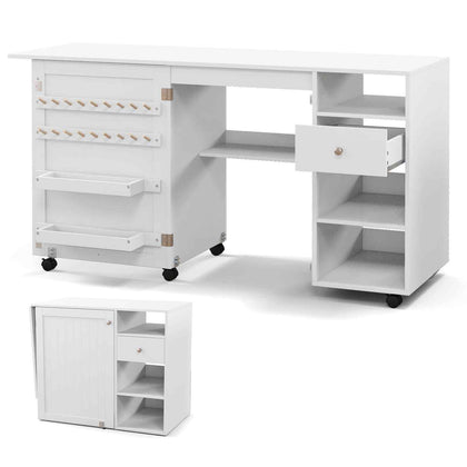 Adjustable Sewing Cabinet Folding Sewing Machine Table with wheels