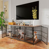 Heavy Dog Crate Furniture Side Table Dog Kennel Cage 4 Doors & Removable Divider